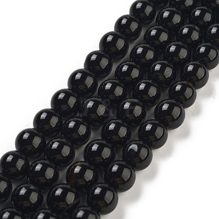 Natural Black Onyx Round Bead Strands X-G-R198-10mm-1