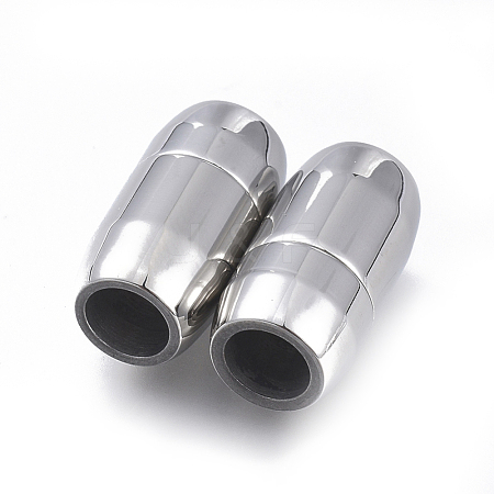 304 Stainless Steel Magnetic Clasps with Glue-in Ends STAS-D242-17P-1