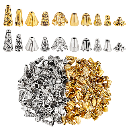200Pcs 20 Styles Tibetan Style Bead Caps TIBE-PH0002-25-1