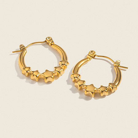 European Style Star 304 Stainless Steel Hoop Earrings LS-IU1810-1