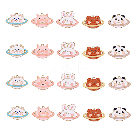25Pcs 5 Style Zinc Alloy Enamel Pendants ENAM-CJ0001-104-1