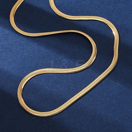 PVD Vacuum Plating 304 Stainless Steel Herringbone Chain Necklaces NJEW-F227-02G-04-1