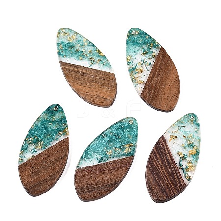 Transparent Resin and Walnut Wood Pendants RESI-T057-05I-1