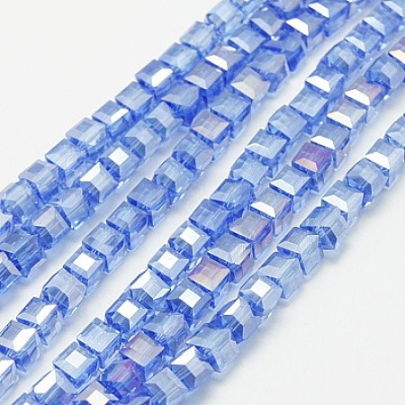 Electroplate Glass Beads Strands EGLA-D018-8x8mm-61-1