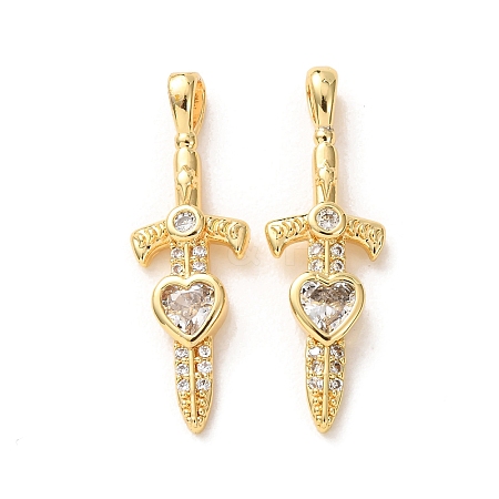 Brass Micro Pave Clear Cubic Zirconia Pendants KK-A304-27A-G-1