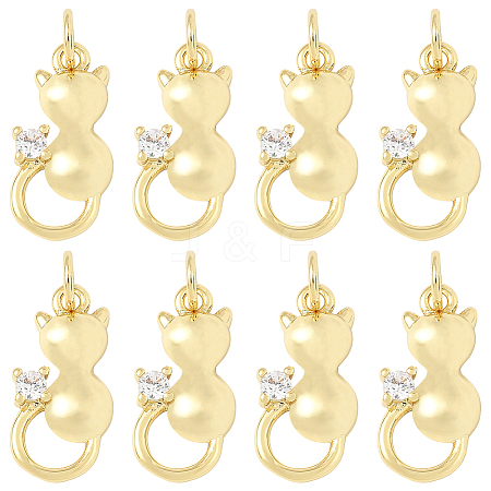 10Pcs Brass Pave Cubic Zirconia Pendants KK-BBC0022-58-1
