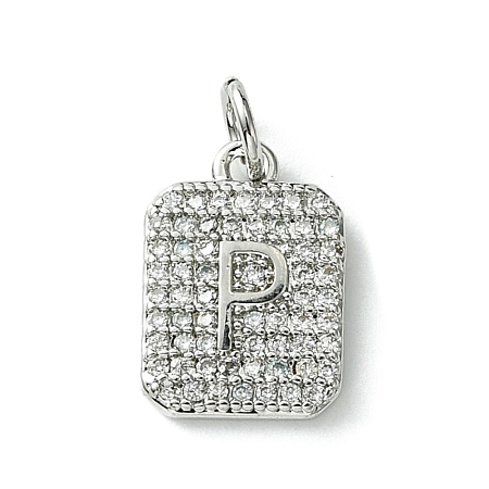 Rack Plating Brass Micro Pave Clear Cubic Zirconia Charms KK-G501-01P-P-1