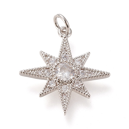 Brass Micro Pave Clear Cubic Zirconia Pendants X-ZIRC-L098-014P-1