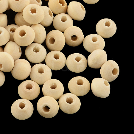 Undyed Natural Wood Rondelle Beads X-WOOD-R253-11-LF-1