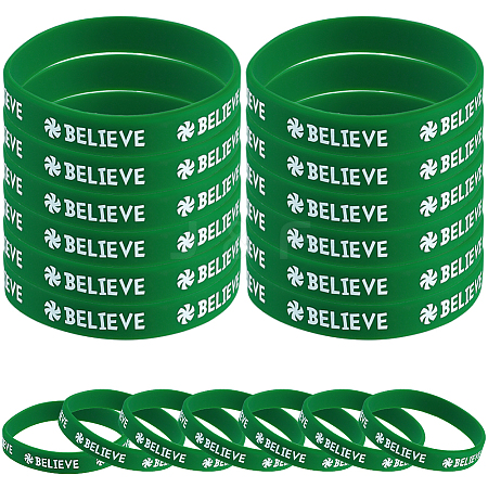 12Pcs Christmas Themed Silicon Cord Bracelets BJEW-CN0001-07-1