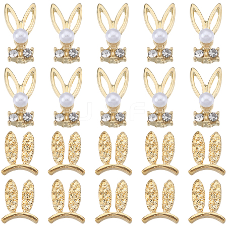 SUNNYCLUE 60Pcs 2 Styles Rabbit Alloy Rhinestone Cabochons MRMJ-SC0001-16-1