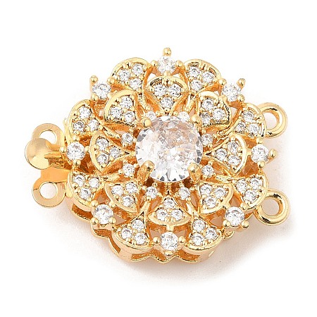 Brass Micro Pave Clear Cubic Zirconia Box Clasps LS-KK-E052-01D-G01-1
