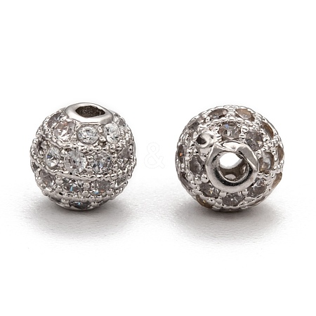 Brass Cubic Zirconia Beads ZIRC-F001-02P-6MM-1