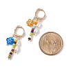 Natural Pearl & Glass Beads Dangle Hoop Earring EJEW-TA00036-3