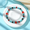 Synthetic Turquoise & Natural Black Onyx & Natural & Dyed Malaysia Jade & Natural Carnelian Stretch Bracelets BJEW-JB11474-01-1