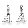 Platinum Rack Plating Alloy Rhinestone European Dangle Charms PALLOY-T048-36P-A-1