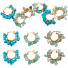 3 Pairs 3 Styles Natural Gemstone Chips Braided Hoop Earrings EJEW-TADJ00004-2