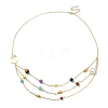 Natural & Synthetic Mixed Gemstone Beaded Triple Layered Necklaces NJEW-TA00091-1