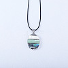 Oval Alloy Pave Natural Mixed Shell Pendant Necklaces FS-WGA0329-01-2