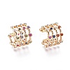 Brass Micro Pave Cubic Zirconia Cuff Earrings EJEW-I249-10G-1