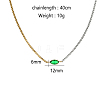 Stainless Steel Double Color Box Chain Rectangle Cubic Zircon Pendant Necklaces for Women's Daily Outfit VO3892-1-1