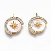 Brass Micro Pave Clear Cubic Zirconia Charms KK-T062-30G-NF-1
