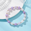 Natural Aquamarine & Rose Quartz & Amethyst Beaded Stretch Bracelets for Women BJEW-JB12945-1