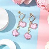 Handmade Glass Seed Beads Heart Stud Earrings EJEW-MZ00279-4