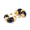 C-Shaped Brass Enamel Stud Earrings for Women EJEW-G391-19G-02-3