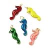 Brass Enamel Sea Animals Pendants KK-I378-14G-C-1