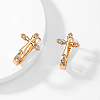 Elegant Brass Clear Cubic Zirconia Cross Hoop Earrings AK0383-2