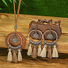 Bohemian Alloy & Wood Pendant Necklaces & Tassel Dangle Earrings Sets WG0AFF1-01-1