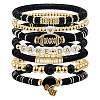 8Pcs 1Bag Rugby Polymer Clay Heishi & CCB Plastic Beaded Stretch Bracelets Set BJEW-PA0001-12E-1