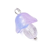 Mushroom Transparent Glass Pendants PALLOY-JF03654-02-4