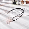 Natural Rose Quartz Crescent Moon Pendant Necklace NJEW-TA00032-04-2