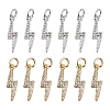12Pcs 2 Colors Brass Micro Pave Cubic Zirconia Pendants ZIRC-HS0001-23-1