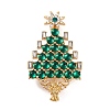 Christmas Tree Alloy Rhinestone Brooches for Backpack Clothes JEWB-M043-12KCG-03-1