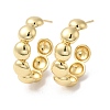 Rack Plating Brass Beaded Round Stud Earrings EJEW-R150-11G-1