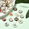 Clock Printed Glass Cabochons GGLA-A002-12mm-YY-5