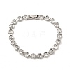 Clear Cubic Zirconia Heart Link Chain Bracelet BJEW-E073-05P-4