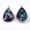 Teardrop Assembled Synthetic Turquoise and Natural Regalite/Imperial Jasper Pendants X-G-N330-20A-2