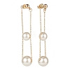 Round Shell Beads with Long Chain Tassel Dangle Stud Earrings EJEW-TA00092-3