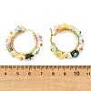 201 Stainless Steel & Resin Beaded Flower Hoop Earrings EJEW-JE07175-01-5