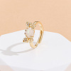 Brass Micro Pave Cubic Zirconia Adjustable Finger Rings FS-WGE54F5-01-1