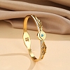 Resin Eye Hinged Bangle with Rhinestone BJEW-A135-01G-1