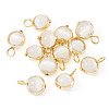 12Pcs Brass & Glass Imitation Cat Eye Round Charms PALLOY-TAC0237-01-3