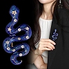 Glitter Snake Alloy Blue Enamel Safety Pin Brooch PW-WG20B7C-01-4