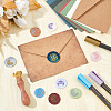 Brass Wax Seal Stamps with Rosewood Handle AJEW-WH0412-0243-4