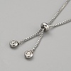 Adjustable Stainless Steel & Clear Glass Slider Bracelet Making STAS-WH0044-73-2