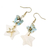 Natural Larimar & Natural Freshwater Shell & Alloy Dangle Earring for Women EJEW-JE07403-4
